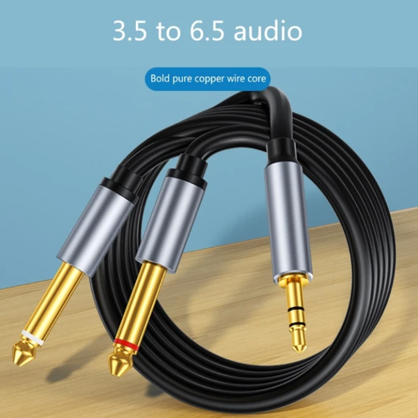 Stereo 3.5mm to Dual Mono 6.5mm Audio Cable