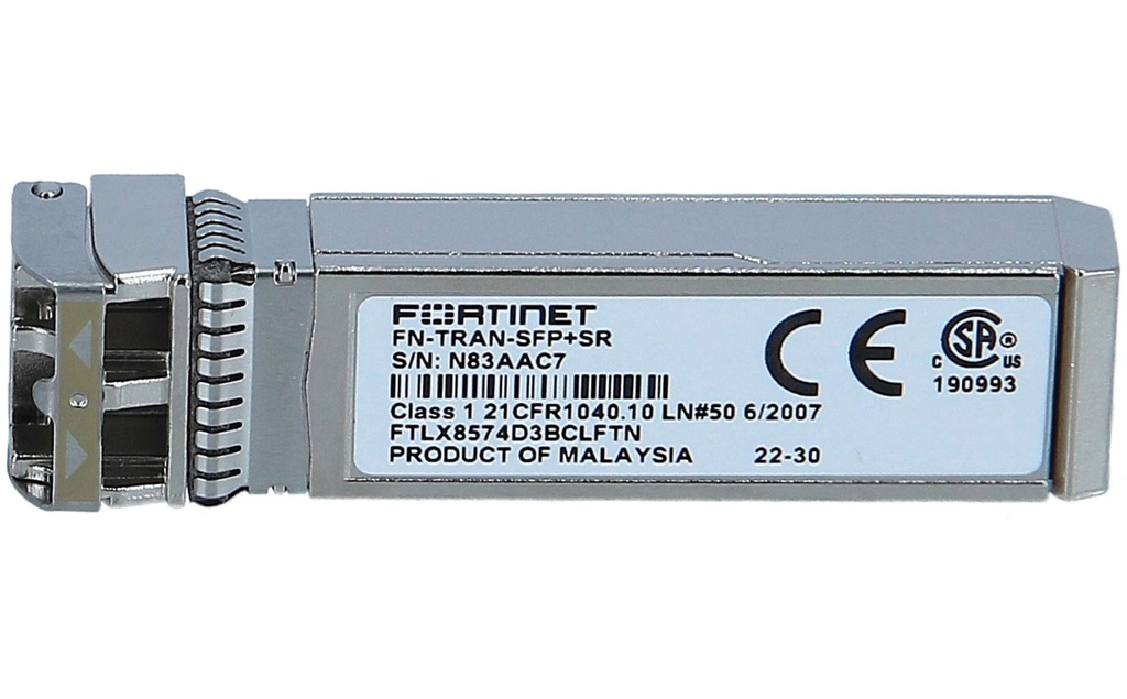Fortinet SFP (FN-TRAN-SFP+SR) 10GE SFP+ Transceiver Module, Short range / Multi-mode 