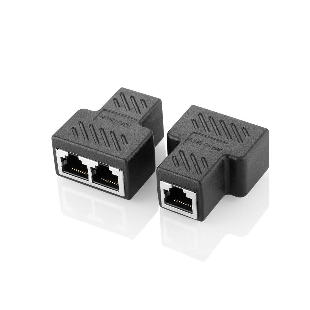 RJ45 TO RJ45 DOUBLE CONNECTOR - BLACK RUBBER