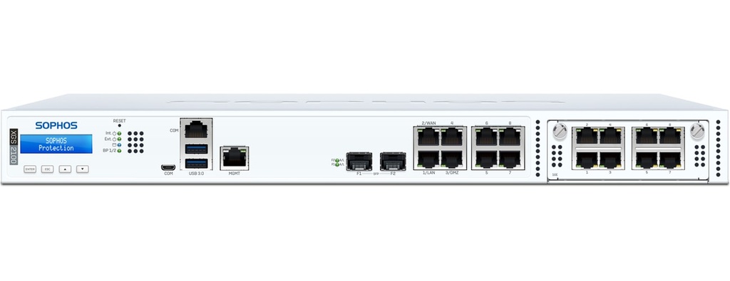 Sophos XGS2100 HW Appliance with 8 GE + 2 SFP ports, 1 expansion bay for optional Flexi Port module, SSD + Base License (incl. FW, VPN & Wireless) for unlimited users + power cable