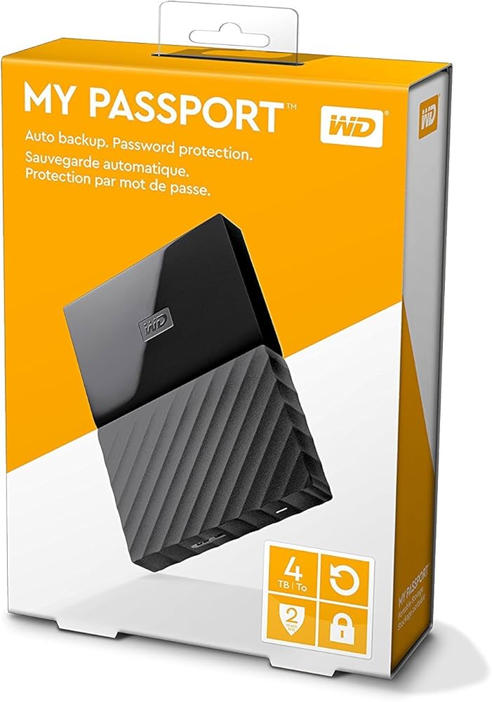 WD 4TB My Passport Portable External HardmDrive USB 3.0 - Black, WDBYFT0040BBK