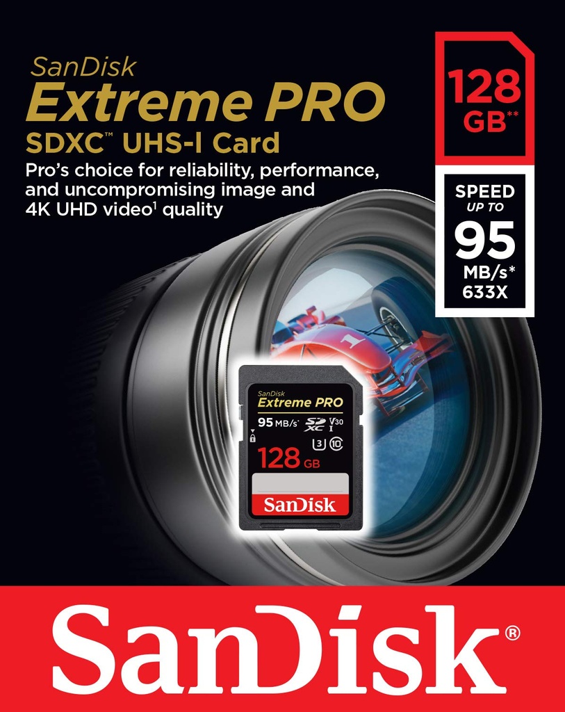 SANDISK EXTREME PRO 128GB SDXC UHS-I 95 MB/S MEMORY CARD 128GB