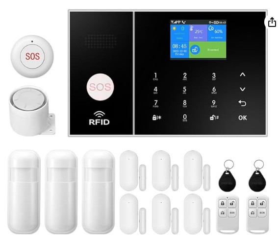Wireless Home Security Alarm System, Door/Window Sensor Entry Sensors with Smart Life and Tuya App Alert, with Google Assistant and Alexa,NO Monthly Fees