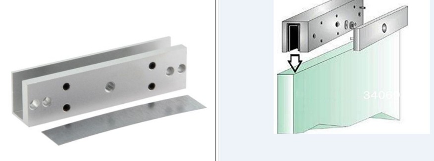 ALUMINIUM U BRACKET FOR EM LOCK, APPLICATION USED: GLASS DOOR