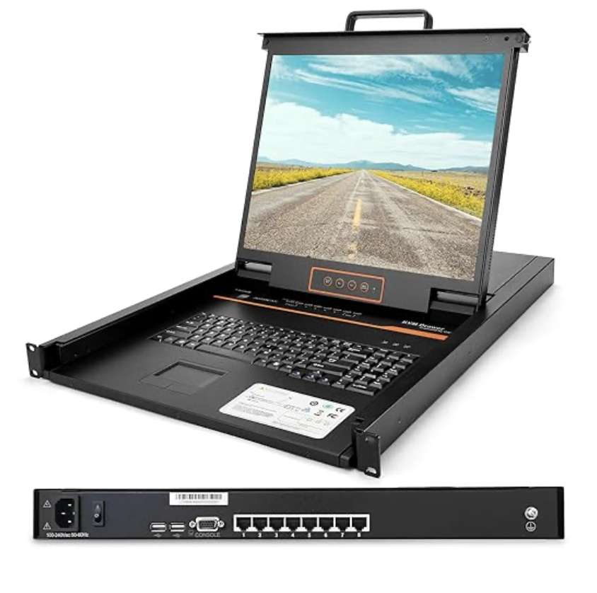 1U RACK MOUNT KVM CONSOLE, 19" RACKMOUNT MONITOR AND KEYBOARD