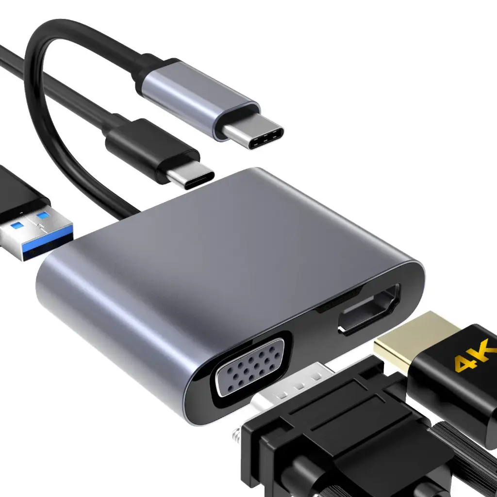 TYPE C TO VGA/HDMI/USB-C 4K 4 IN1