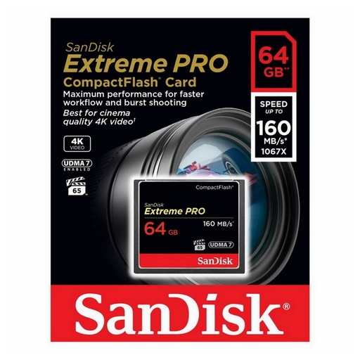 Sandisk 64GB CF Extreme Pro 160 MB/s Extreme Pro CompactFlash Card