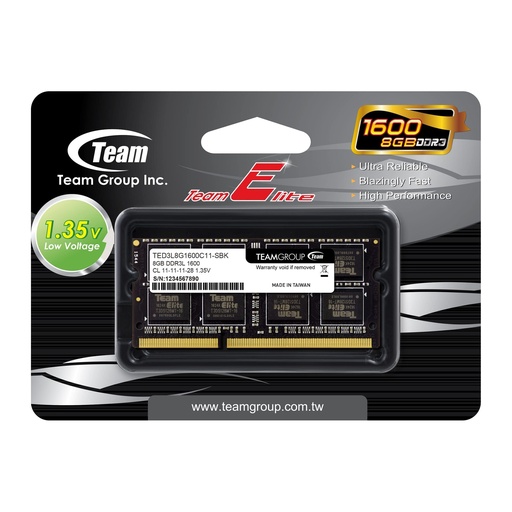 TEAMGROUP ELITE S0-D3L 8GB 1600 1.35v SODIMM TED3L8G1600C11-SO1