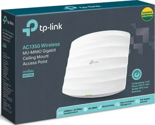 TP-Link EAP225 Access Point Wi-Fi Double Band AC 1350Mbps PoE Gigabit (300Mbps, 2.4GHz) | EAP225 Omada